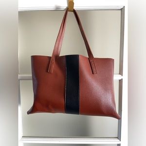 Brown and black tote